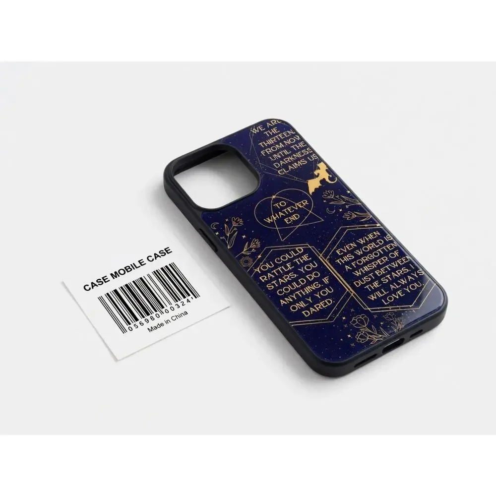 Aesthetic Celestial Quote Phone Case – Dark Blue with Gold Foil